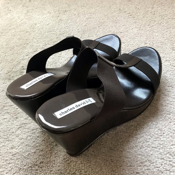 NEW Charles David Dark Brown Wedge Sandals 10M - Picture 14 of 14